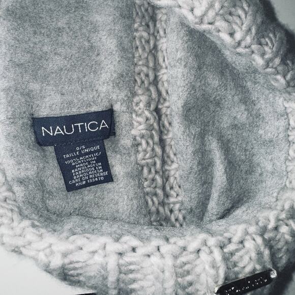 Nautica Gray Fleece Ear Warmer Cable Knit Headband One Size - Picture 3 of 5